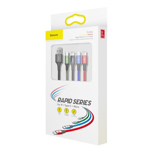 USB-кабель Baseus Fast 4in1 USB-C / 2x Lightning / Micro 3,5A, 1,2 м (черный)