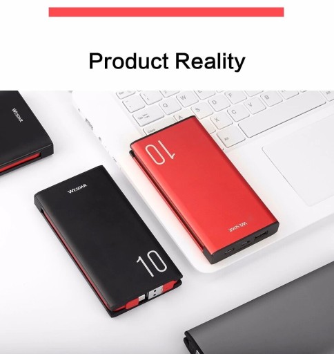 Алюминиевый аккумулятор Powerbank, 10000 мАч, кабель Micro USB, TYPC