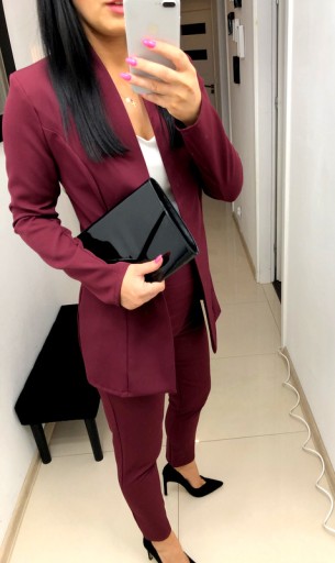 Marynarka narzutka garnitur czerwony czarn bordo L