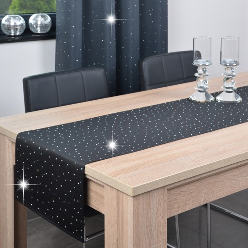 elegancki pas dekoracyjny SZAFIR 40x160 bieżnik na stół czarny