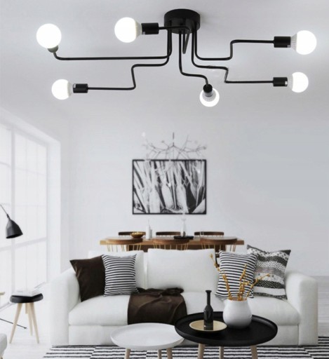 LAMPA SUFITOWA ŻYRANDOL PLAFON PAJĄK 6 RAMION LOFT