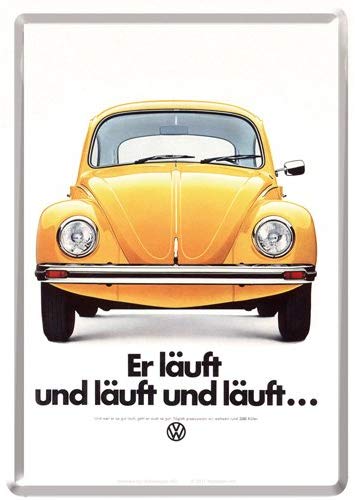 Открытка Volkswagen Beetle 14х10 металл 10141