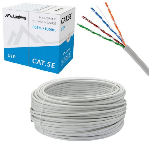 СЕТЕВОЙ КАБЕЛЬ UTP CAT 5E, 305 м, ВИТАЯ ПАРА LANBERG