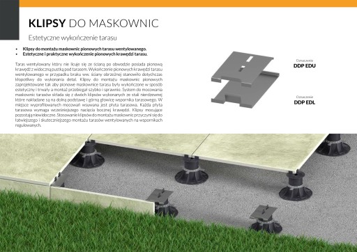 Klips nierdzewny do wspornika tarasowego do montażu cokołu maskownic GÓRNY
