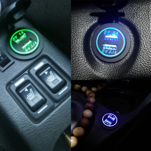 РОЗЕТКА ЗАРЯДНОГО УСТРОЙСТВА МОТОР МОТОЦИКЛ 2x USB 2A 12-24В