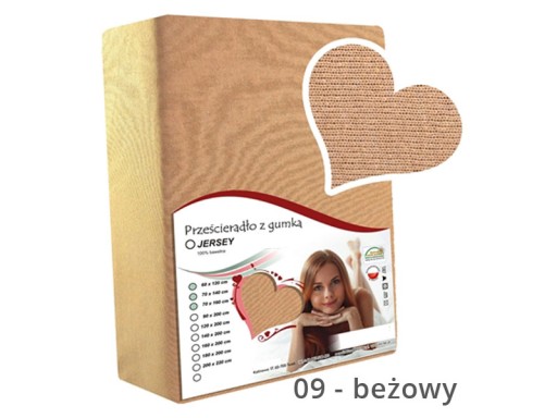 PRZEŚCIERADŁO BEŻOWE 70/200 CM Z JERSEYU NA GUMCE