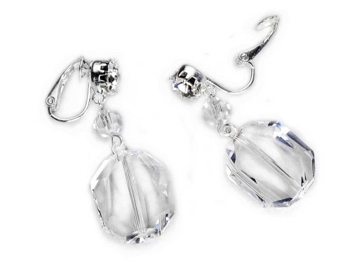 Серебряные клипсы Jablonex с крупными кристаллами Swarovski