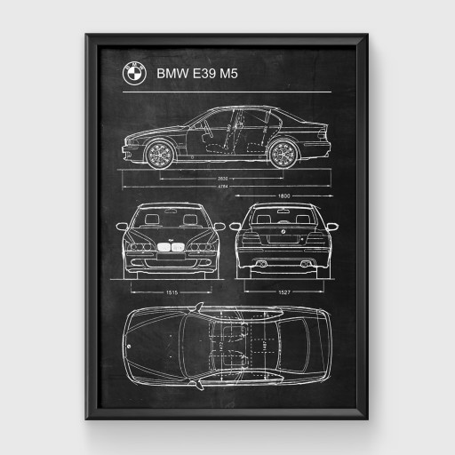 Плакат с ретро-диаграммой BMW E39 M5