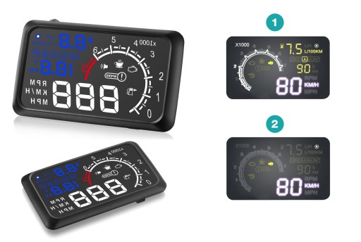 ПРОЕКТОР ДИСПЛЕЯ LED LCD HUD OBD2 5.5 СИНИЙ