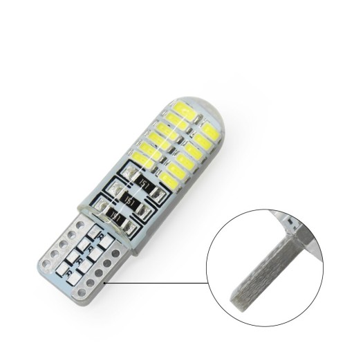 СВЕТОДИОДНАЯ ЛАМПОЧКА 24 SMD 3014 W5W T10 СИЛИКОНОВАЯ СТОЯНОЧНАЯ ФОНА