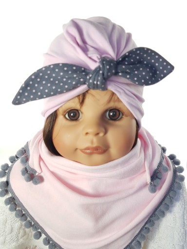 KOMPLET DLA DZIEWCZYNKI CZAPKA TURBAN PINUP + CHUSTKA POD SZYJĘ 0-99LAT 6W