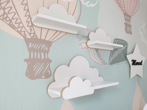 Полка Cloud, набор из 3 шт. Laguna с вешалкой, набор в форме облаков