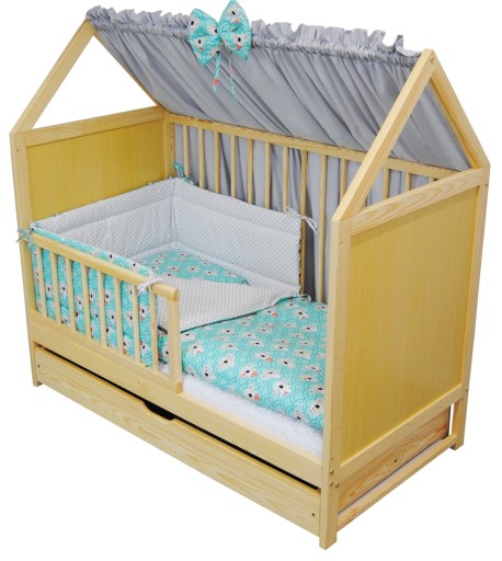 Детская кроватка 2в1 Ясь домик с 1 ящиком 120x60