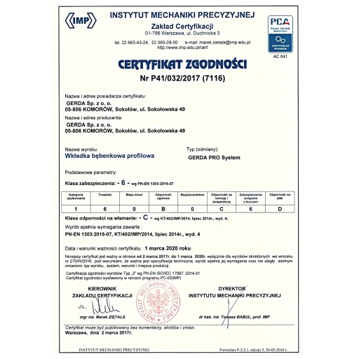 wkładka połówkowa GERDA Pro System 40/10
