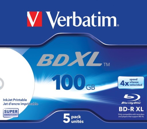 Диски Verbatim Blu-Ray BD-R XL 100 ГБ для печати, 5 шт.