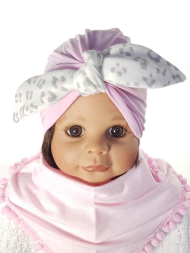 KOMPLET DLA DZIEWCZYNKI CZAPKA TURBAN PINUP + CHUSTKA POD SZYJĘ 0-99LAT 6W