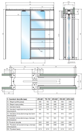 Раздвижные двери в стеклянной кассете STARK GLASS BIS100