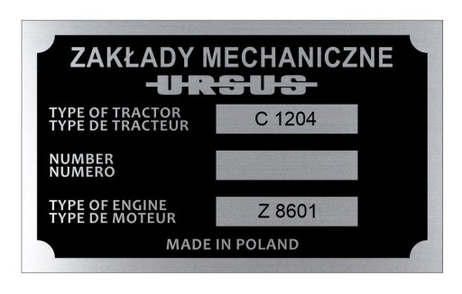 ТАБЛИЧКА URSUS C 1204 C1204 - ШТАМПОВАННАЯ