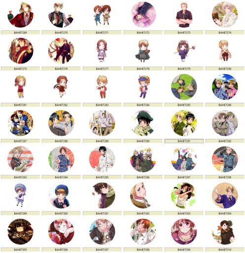 Przypinki Anime Axis Powers Hetalia DUŻY WYBÓR