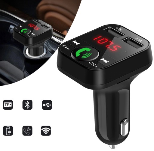 FM-передатчик Bluetooth, 2 USB-зарядное устройство для ЖК-дисплея, MP3 SD