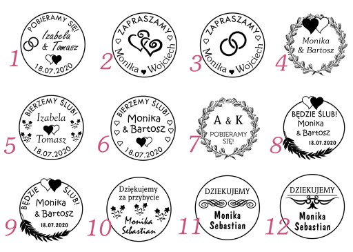 PIECZĘĆ NA ŚLUB PIECZĄTKA ŚLUBNA STEMPEL WESELE