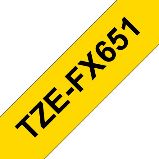 Brother TZEFX651 TZE-FX651 24 мм, желтый гибкий/черный принт