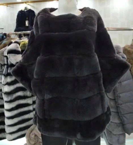 Пончо REX Oversize из меха кролика