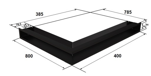 kratka luft NAROŻNA płytka SF 800x400x90 czarna lewa wlotowa metalowa