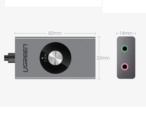 Звуковая карта USB Audio AUX 3,5 мм UGREEN 7.1