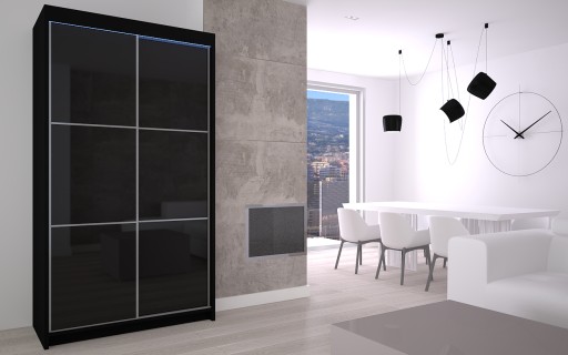 ШКАФ-ДВИЖНОЙ черно-белый lacobel 120 LED V120