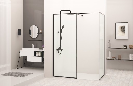 Душевая стенка BLER BLACK FRAME 70x195 см REA