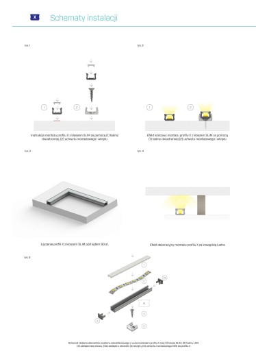 Profil aluminiowy X 1m do taśmy taśma led czarny
