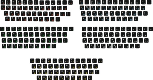 Наклейки на клавиатуру КИРИЛИЦА + QWERTY 13х13