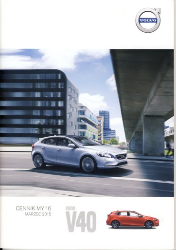 Брошюра Volvo V40 03 2015 г., прайс-лист мод. 2016 г., польский язык