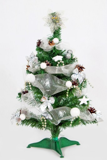 CHOINKA z dekoracją ubrana ORGANZA 50 cm RÓŻNE