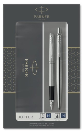 НАБОР ШАРИКОВОЙ РУЧКИ PARKER JOTTER СТАЛЬНАЯ ПЕРЬЕВАЯ РУЧКА