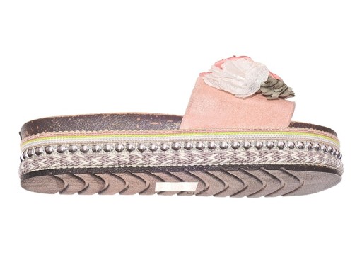 MODNE ZAMSZOWE KLAPKI z KWIATAMY 218-181 Pink r.38