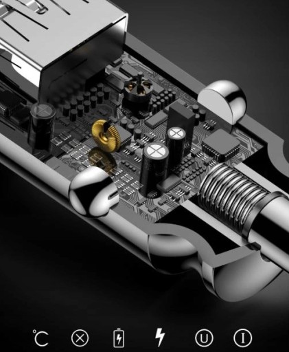 УНИВЕРСАЛЬНОЕ БЫСТРОЕ АВТОМОБИЛЬНОЕ ЗАРЯДНОЕ УСТРОЙСТВО BASEUS 2X USB 5V 3.1A С ПОДСВЕТКОЙ