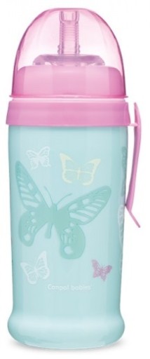 СЕРЕБРЯНАЯ БУТЫЛКА С ТРУБКОЙ 350 МЛ КРУЖКА CANPOL BUTTERFLY T