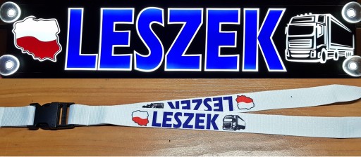 Именная табличка LED 50x14, комплект: брелок и шнурок