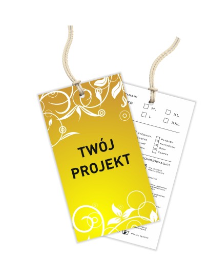 Metki przywieszki hangtagi etykiety odzieżowe z dziurką 5000szt + projekt