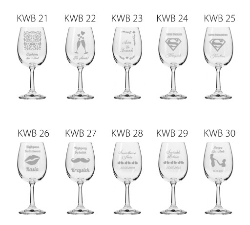 KIELISZEK DO WINA BIAŁEGO Z GRAWER-EM NA ŚLUB PREZENT Urodziny