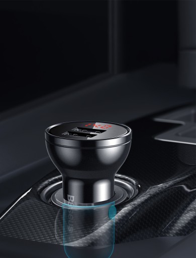 Автомобильное зарядное устройство Baseus с дисплеем 24 Вт + USB-кабель Baseus Thr 3in1