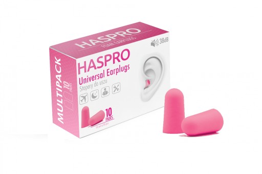 Затычки для ушей HASPRO из пенопласта 38 дБ розовые 10 пар