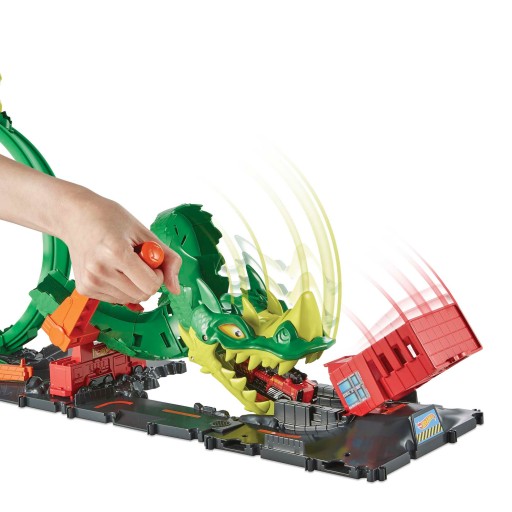 HOT WHEELS CITY CAR TRACK НАПАДЕНИЕ ДРАКОНА НА ТРЕК ПОЖАРНОЙ СЛУЖБЫ 5+ HDP03