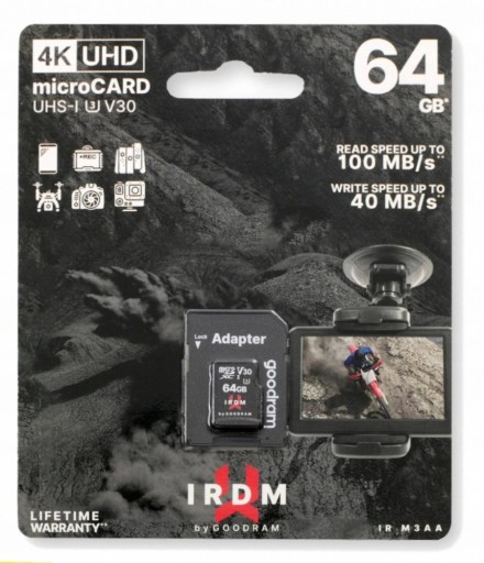 Карта памяти GOODRAM IRDM 64 ГБ UHS-I U microSDXC + адаптер