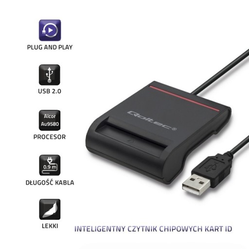 Qo Inteligentny czytnik chipowych kart ID USB 2.0