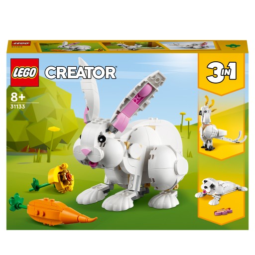 KRÓLIK Creator 3 w 1 LEGO 31133 Biały królik Papuga Foczka