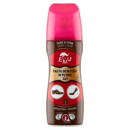 Pasta do butów w płynie 2w1 BRĄZOWA 75ml EMU PRO