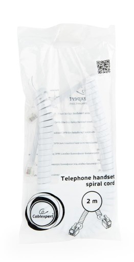 RJ10 4P4C спиральный телефонный кабель 2м (белый) Gembird